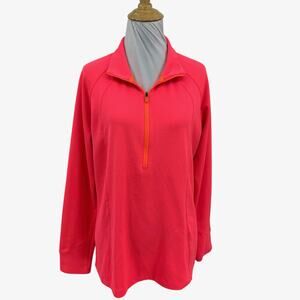 Under Armour Shirt Womens XL Extra Large Pink Semi Fitted All Season Half Zip